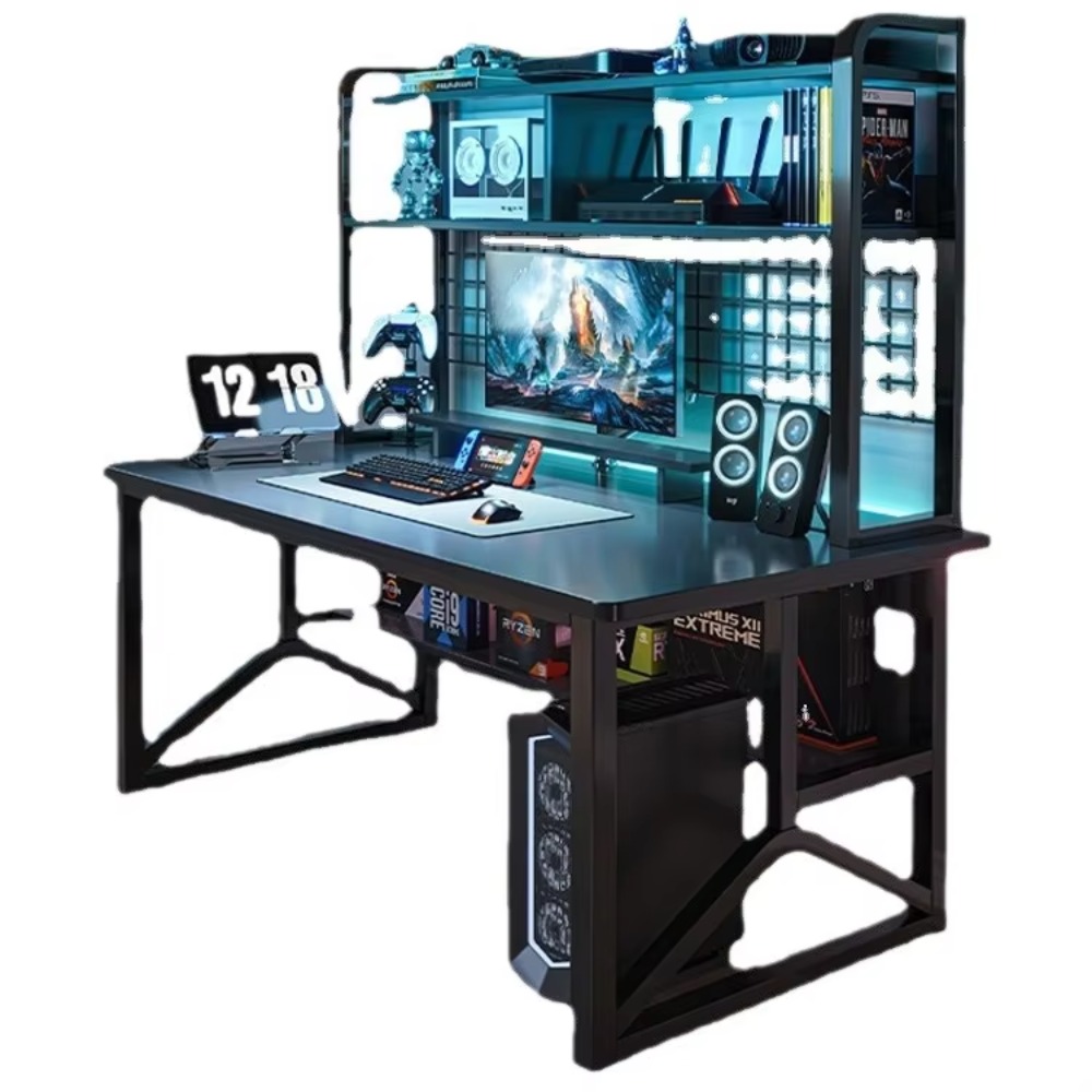 Esports Gaming Furniture - โต๊ะเกมมิ่งอีสปอร์ตที่ทันสมัย ทนทาน ผลิตจากโลหะ+MDF พร้อมชั้นวางของ ขาโต๊ะรูปตัว Y