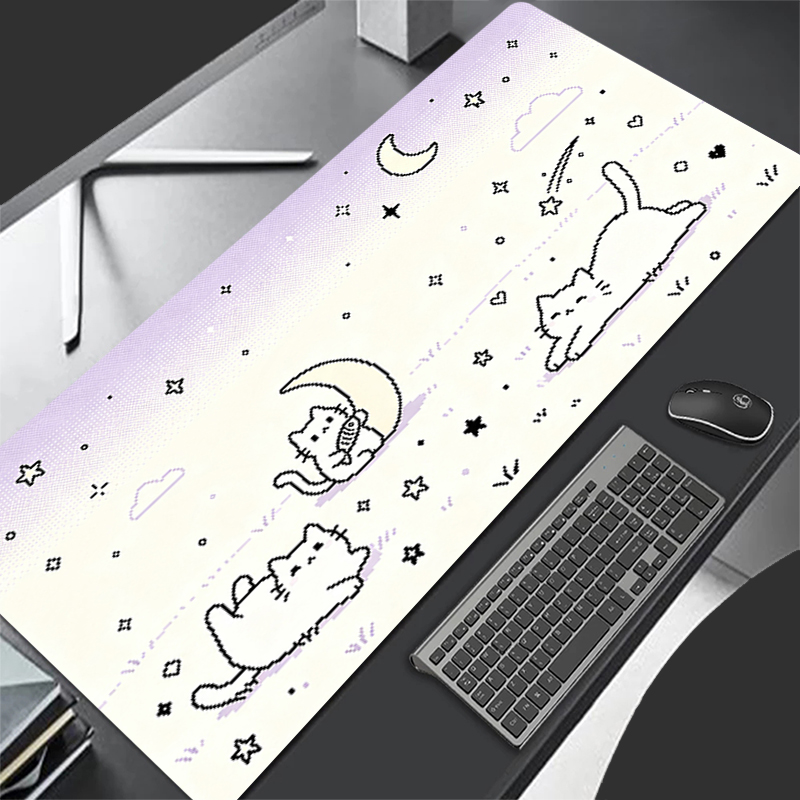 Esports Gamer - แผ่นรองเมาส์ลายการ์ตูนพิกเซลต่ำ แผ่นรองโต๊ะขนาดใหญ่สำหรับโน้ตบุ๊ก แผ่นรองเมาส์ยางสำหรับเกมเมอร์ ลายแมวน่ารัก แผ่นรองคีย์บอร์ดกันลื่น แผ่นรองเมาส์สำหรับเกมอีสปอร์ต